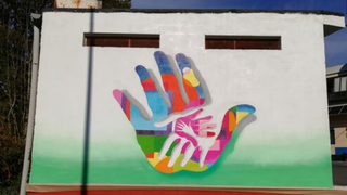 Grafiti de 5,5 metros en Sopuerta, por la Jornada Mundial de los Pobres