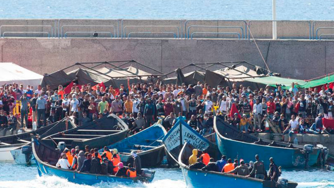 Inmigrantes en Arguineguín