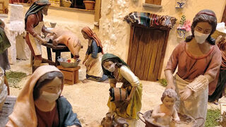 Belén con mascarillas en Huétor-Tajar