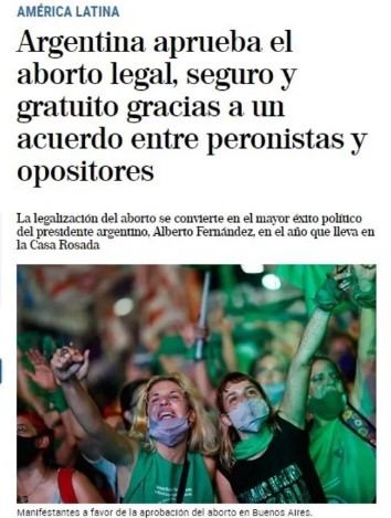 prensa legalización del aborto Argentina