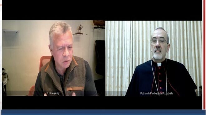 El rey Abdullah II y monseñor Pizzaballa, patriarca latino de Jerusalén