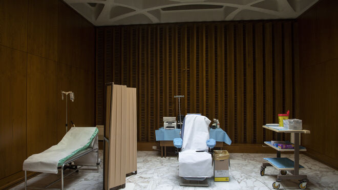 Atrio del Aula Pablo VI donde se vacunó el Papa