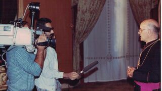 Martí Alanis entrevistado en el palacio episcopal de La Seu d'Urgell.