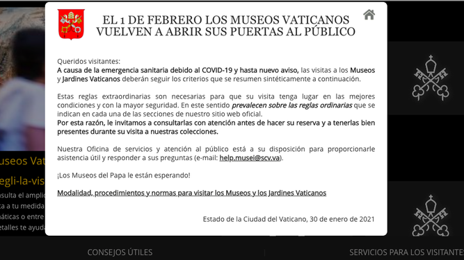 Anuncio de la reapertura de los Museos Vaticanos