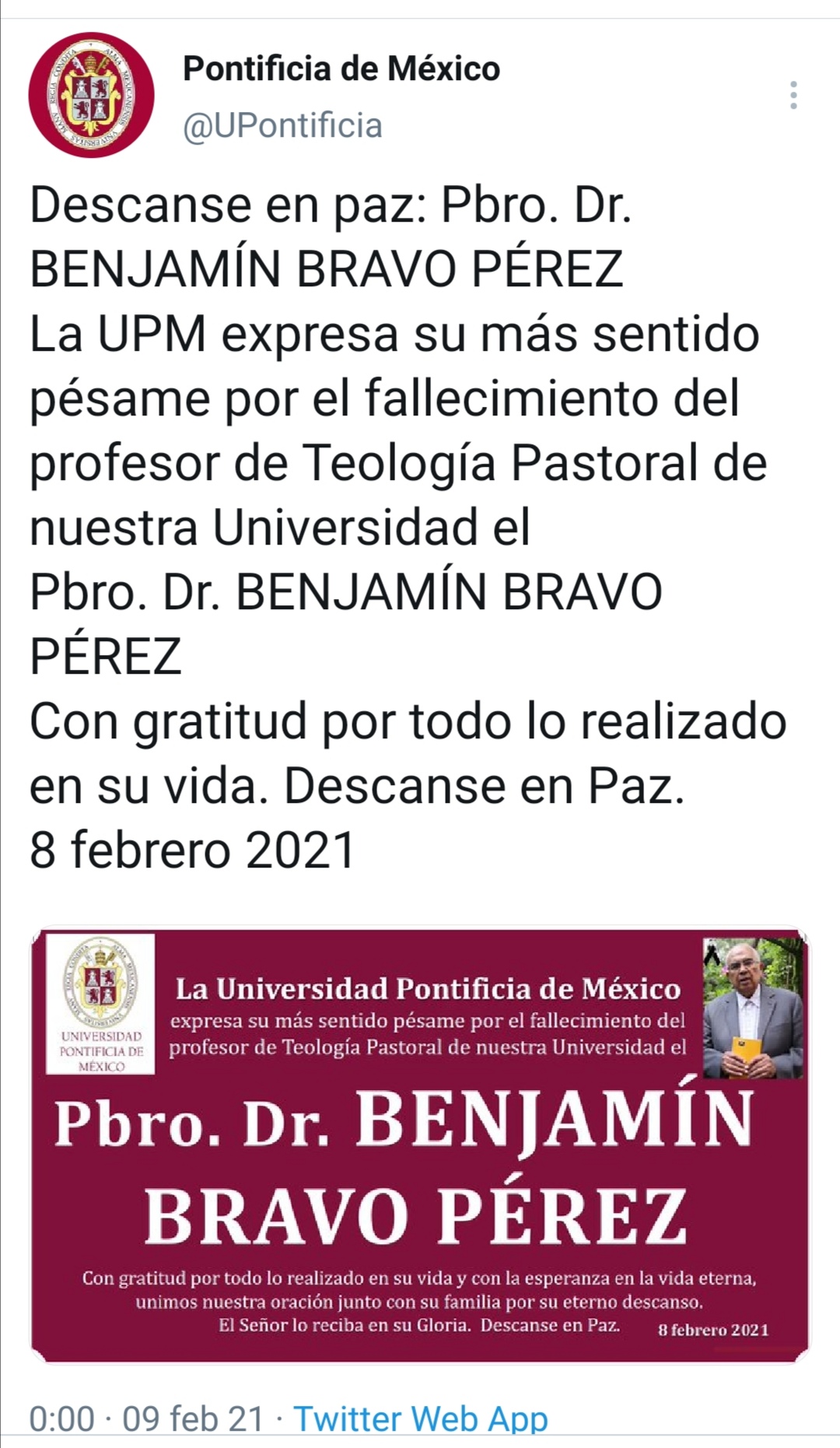 Benjamin Bravo tuit UPM