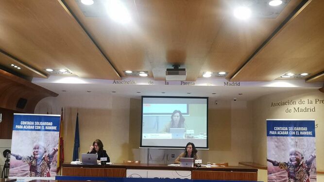 Clara Pardo, durante la rueda de prensa de Manos Unidas
