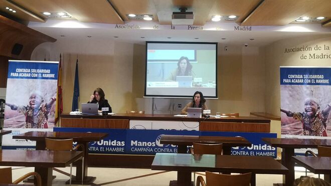 Clara Pardo, durante la rueda de prensa de Manos Unidas