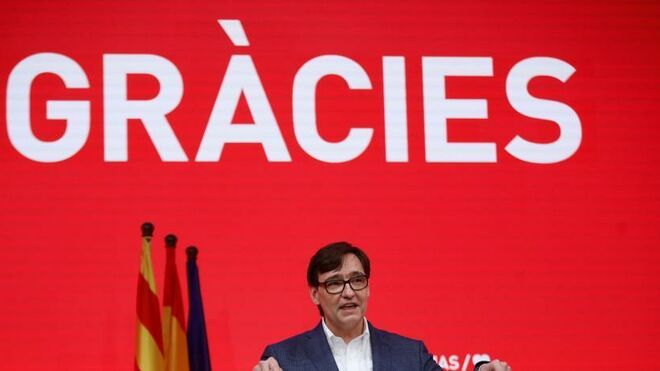 Salvador Illa, tras su triunfo en las elecciones de anoche