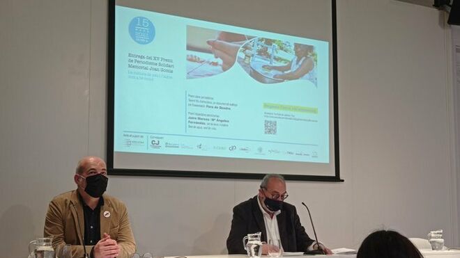 David Minoves y Eudald Vendrell, presentando el acto.