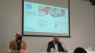 David Minoves y Eudald Vendrell, presentando el acto.