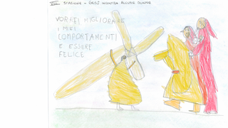 Dibujos de los niños en el Vía Crucis romano