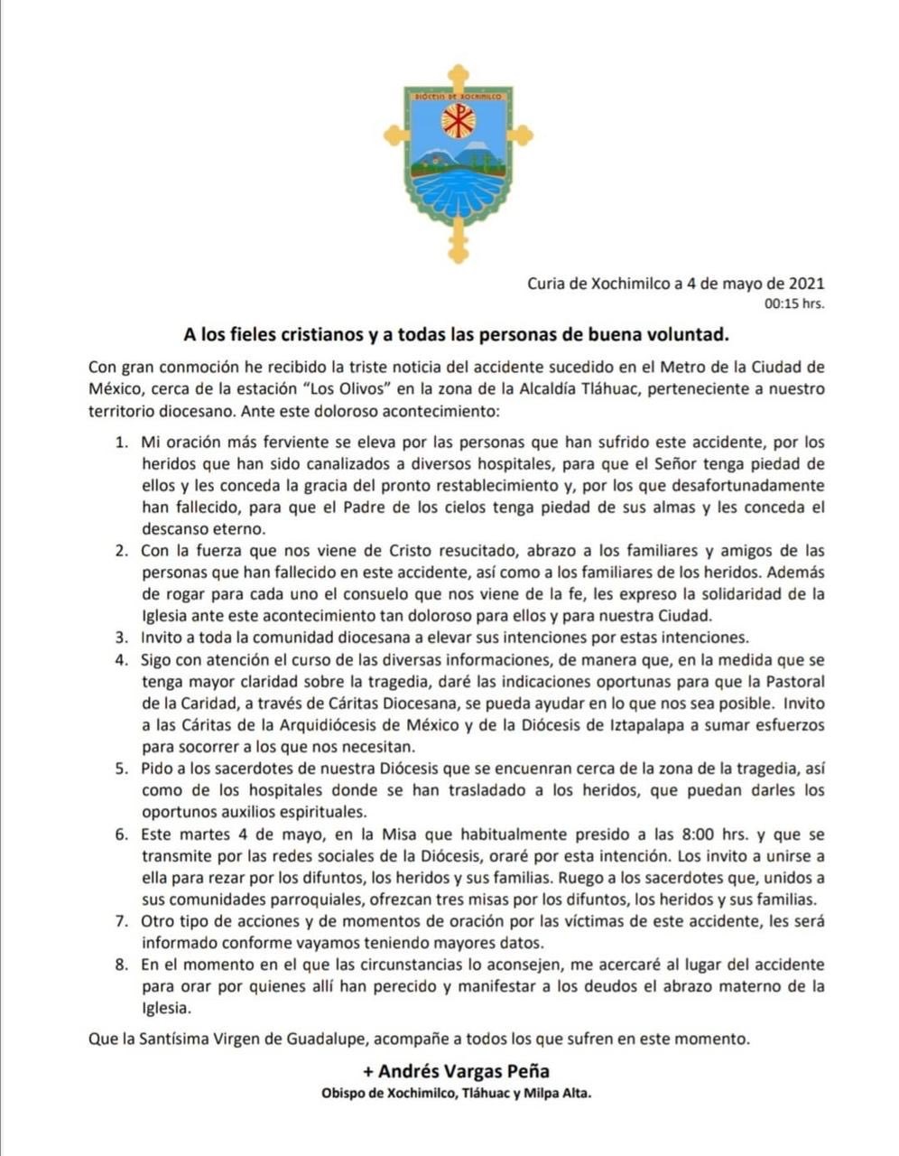 comunicado xochimilco tragedia metro cdmx