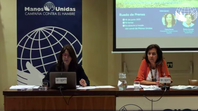 Clara Pardo, durante la presentación de la Memoria 2020 de Manos Unidas
