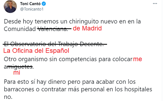 Toni Cantó y su demagogia