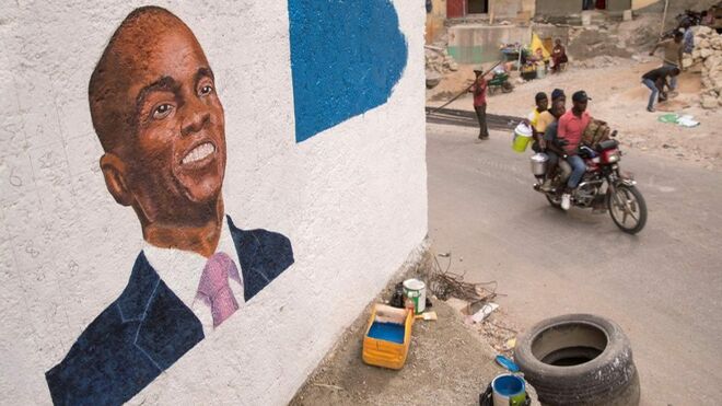 Mural con la imagen del presidente de Haití asesinado