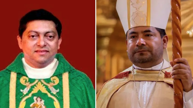De izquierda a derecha, Monseñor José Luis Canto Sosa y Monseñor Jorge Cuapio Bautista