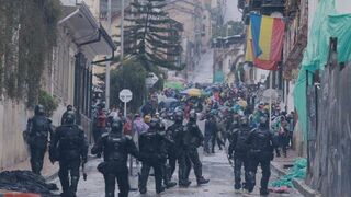 Intervención de la policía en medio de movilizaciones en Colombia