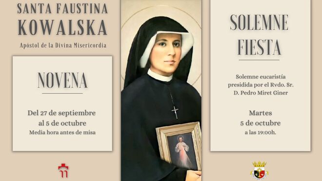 Novena y fiesta en honor a santa Faustina Kowalska