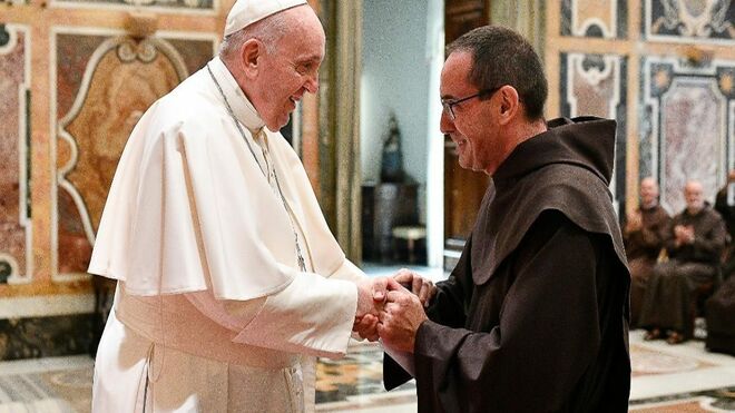 El Papa con Miguel Márquez, general de los carmelitas descalzos