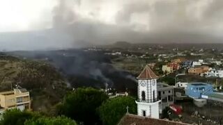 La iglesia de Todoque, y la lengua de lava