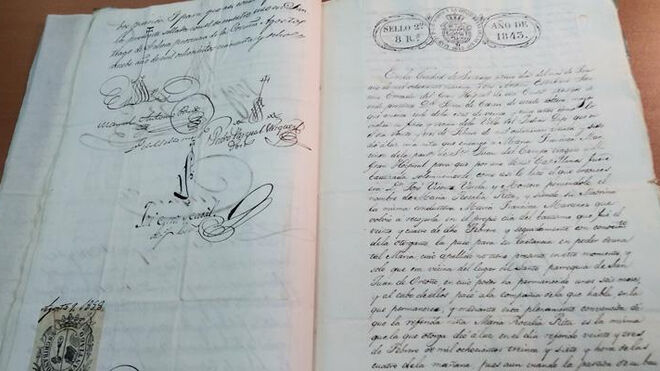 Acta notarial de 1843, en la que se confirma la fecha de nacimiento de Rosalía