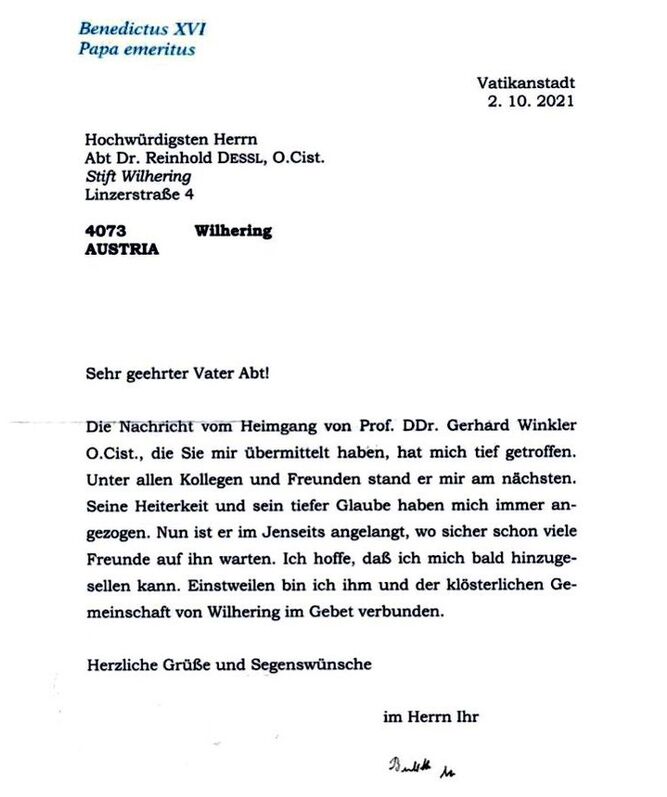 Carta de Benedicto XVI