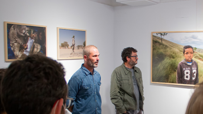 Alfons Rodríguez y Xavier Aldekoa en la inauguración