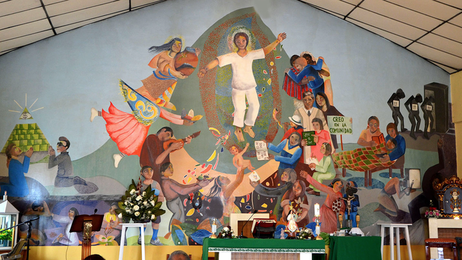 Mural de la capilla del Espíritu Santo antes de la inrtroducción del crucifijo