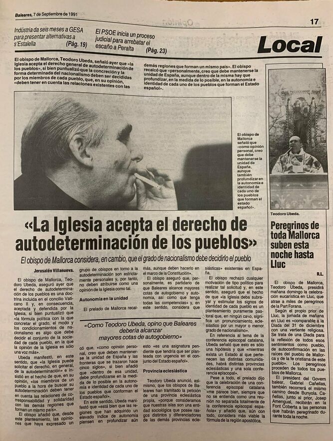 El obispo Teodor Úbeda defendía el derecho de autodeterminación