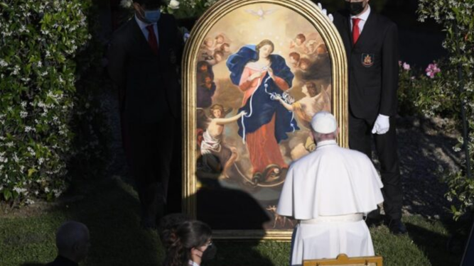 Francisco ante la Virgen Desatanudos