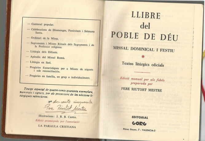 El Llibre del Poble de Déu per a les misses