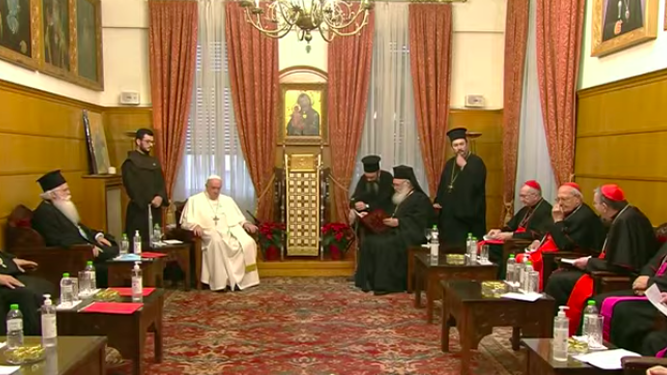 Encuentro de católicos y ortodoxos en el Salón del Trono