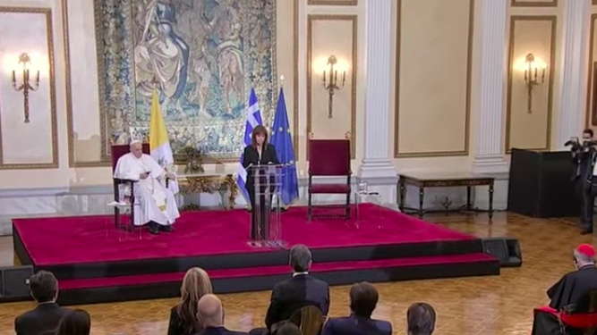 El Papa y la presidenta de Grecia