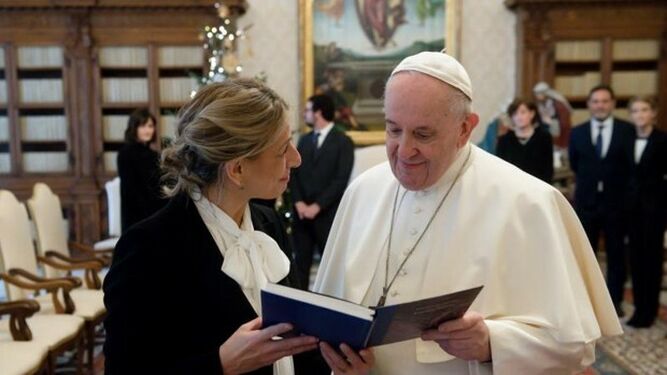 Yolanda Díaz, con el Papa Francisco