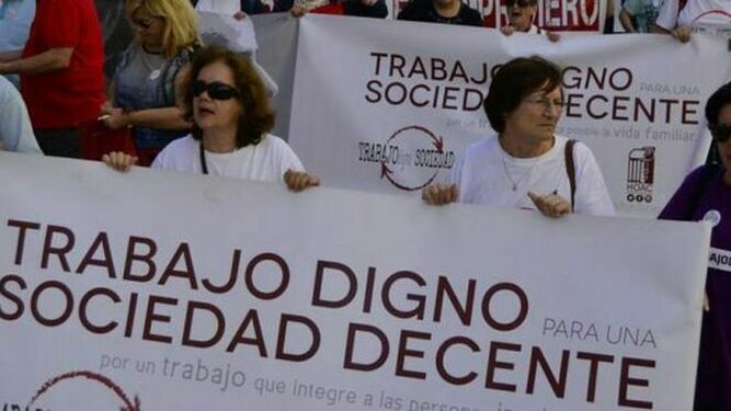 Trabajo digno, sociedad decente. Manifestación promovida por la HOAC en 2019.