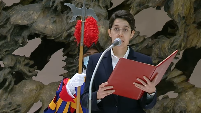 Locutora de la audiencia del Papa