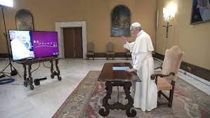 Papa Francisco en un encuentro virtual