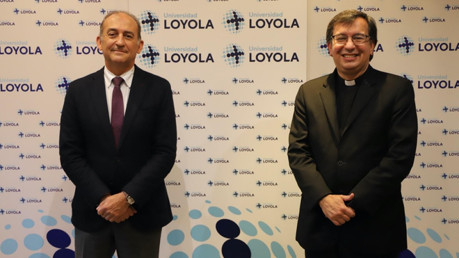 Rectores de Loyola y UCU, Gabriel Pérez Alcalá y Julio Fernández Techera SJ