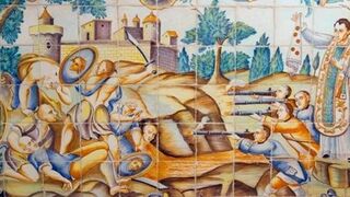 Escena de la batalla, azulejería valenciana del XVIII.