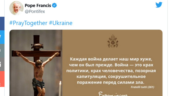 Tuit papal en ucraniano