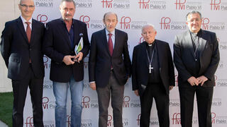 Alfredo Pérez Rubalcaba con el cardenal Cañizares y Ginés García Beltrán