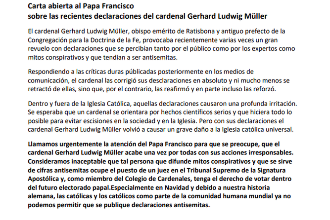 Carta abierta al Papa