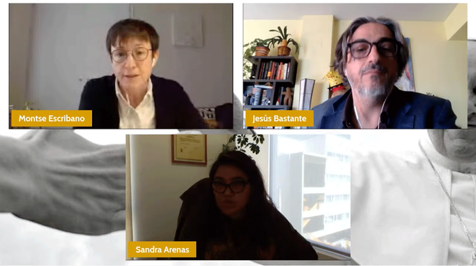 Las teólogas Montse Escribano y Sandra Arenas, en un momento del webinar