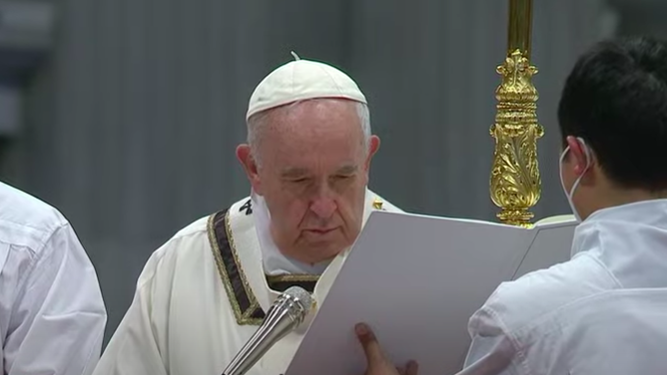 Francisco, durante la Misa Crismal