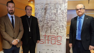 CEl obispo de Coria-Cáceres, Jesús Pulido, y responsables de Las Edades del Hombre