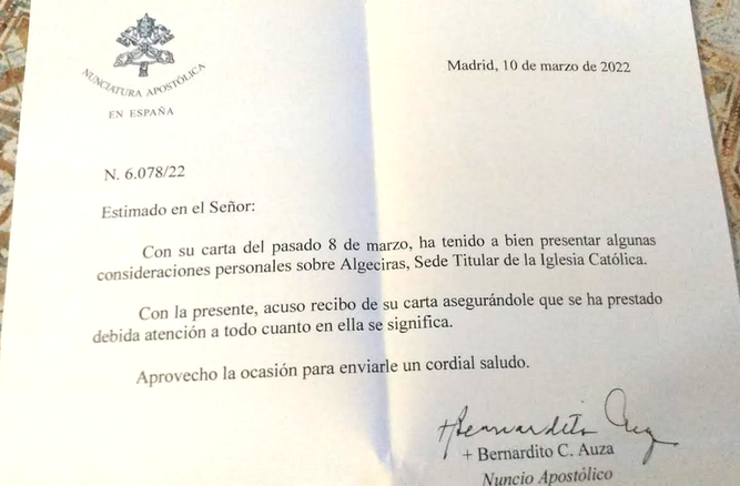 Carta del Nuncio sobre Algeciras