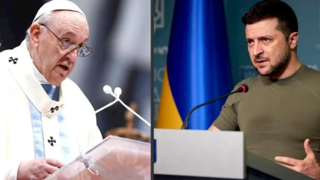Papa Francisco y Volodomir Zelensky
