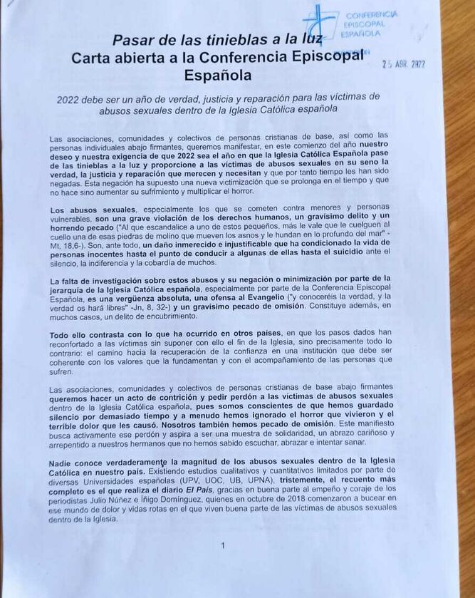 La carta, sellada por Añastro