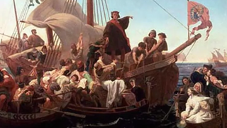 Cristóbal Colón a bordo de la Santa María en 1492 (1855) óleo de Emanuel Leutze