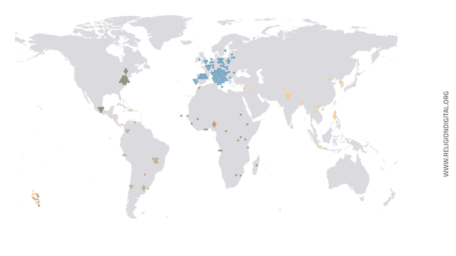 Distribución de los cardenales en el mundo